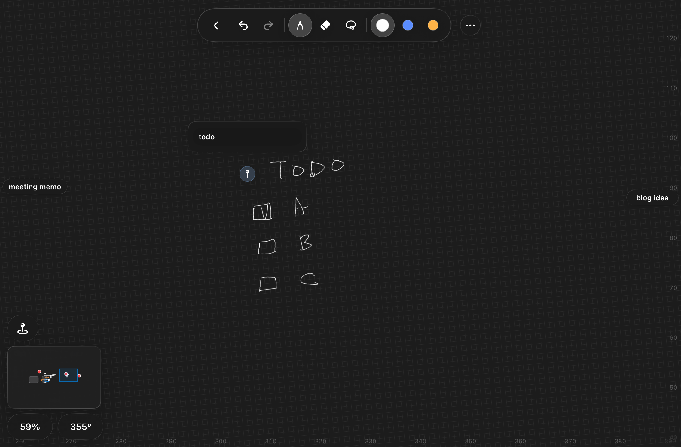 Dark mode with bookmark pins